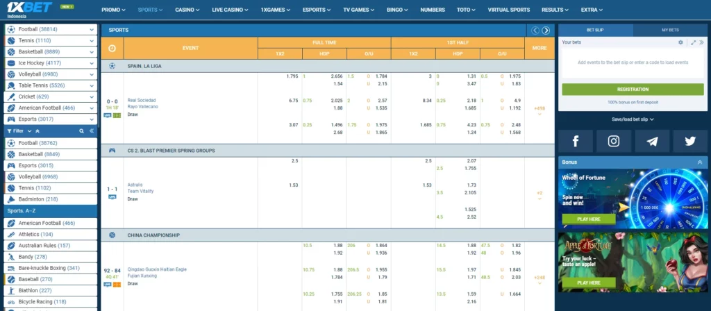 Various Bet Types at 1xBet India